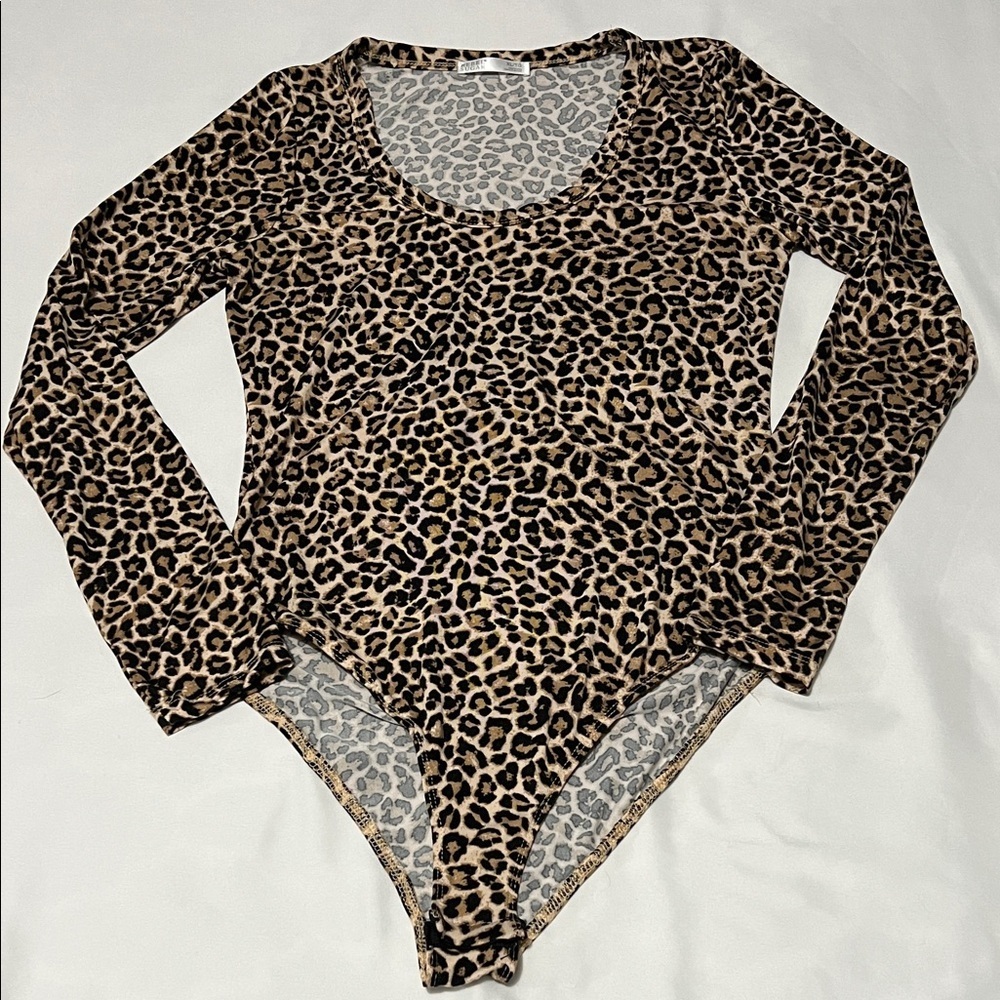 Rebel Sugar Leopard Print Ling Sleeve Bodysuit